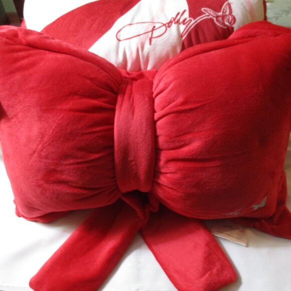 Set of Two DG Dolly Parton Christmas Pillows Peppermint & Bow NWT - Picture 2 of 3